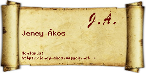 Jeney Ákos névjegykártya